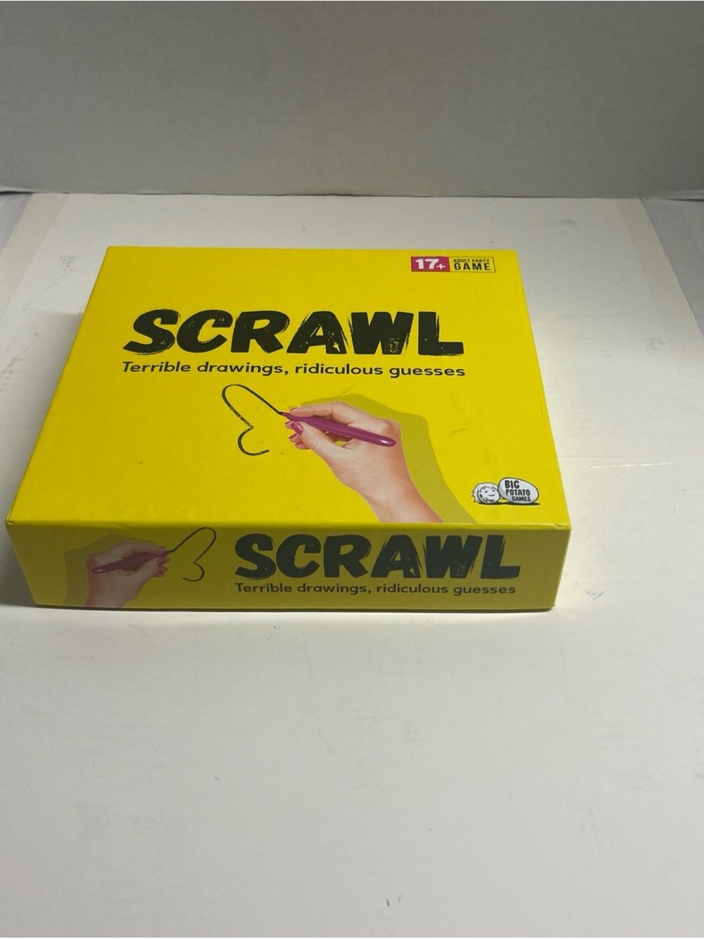 Scrawl 17+ Adult Party Game Terrible Drawings Ridiculous Guesses Big Potato